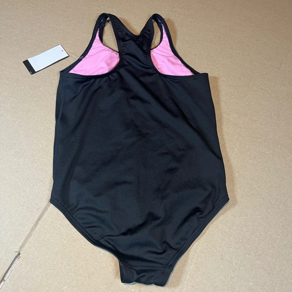 TYR Girls Durafast Elite Ella Maxfit One Piece Swimsuit Black Pink Size L 10/12